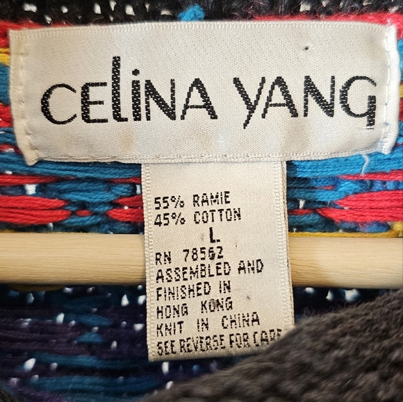 Celina Yang vintage Spring garden ABCD knit mock neck sweater Large - Picture 8 of 8